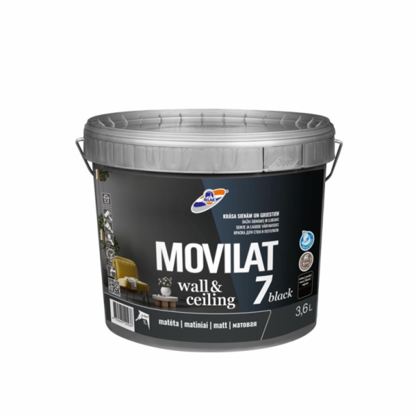 Disperzní barva RILAK MOVILAT 7, černá, 3,6l