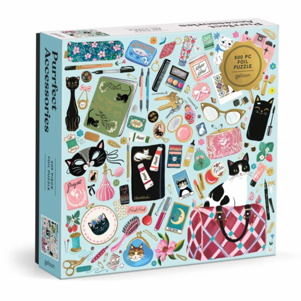 Galison Fóliové puzzle Kočičí elegance 500 dílků