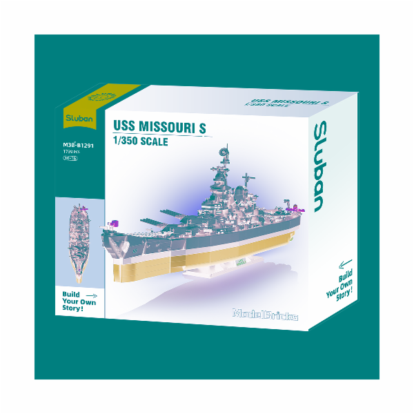Sluban Model Bricks M38-B1291 Bitevní loď USS Missouri 1:350