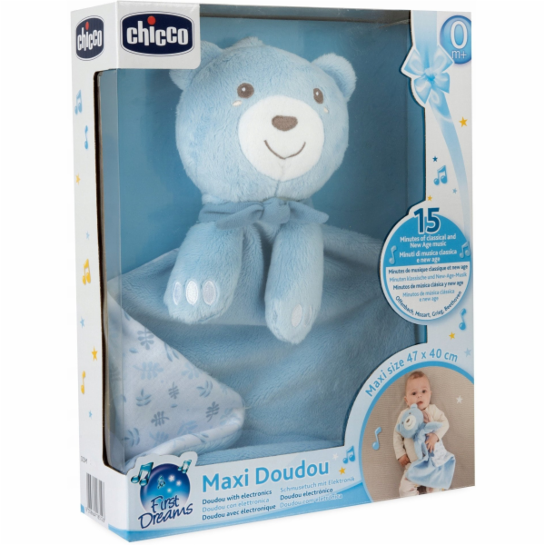Chicco Plyšový medvěd s dekou 47x40 MAXI DOUDOU modrý