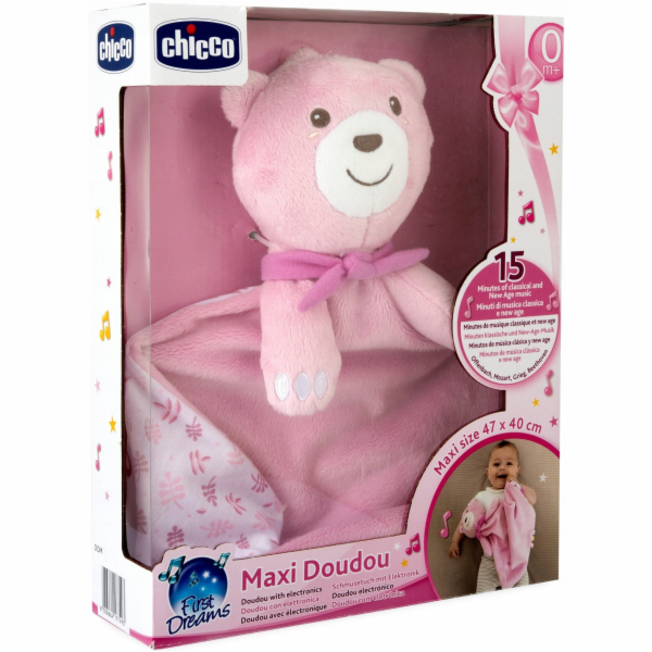 Chicco Plyšový medvěd s dekou 47x40 MAXI DOUDOU růžový