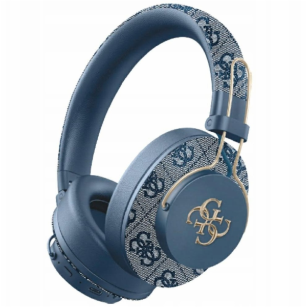 Guess Sluchátka Bluetooth ENC Metal 4G Logo Blue On Ear