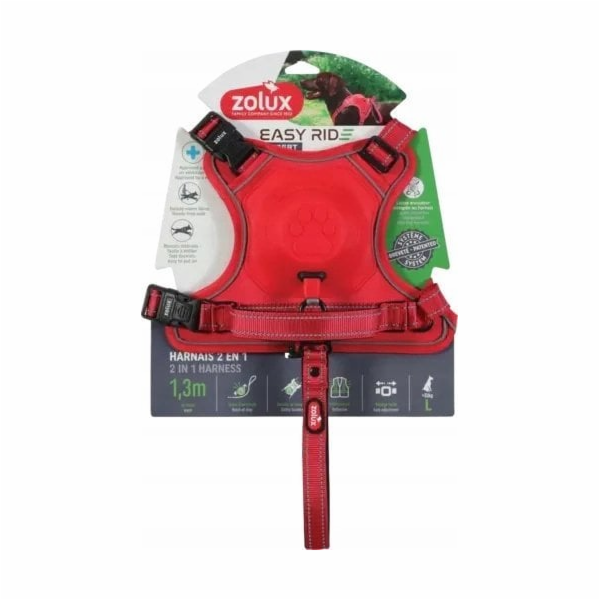 Zolux Postroj s automatickým vodítkem Easyride L červený