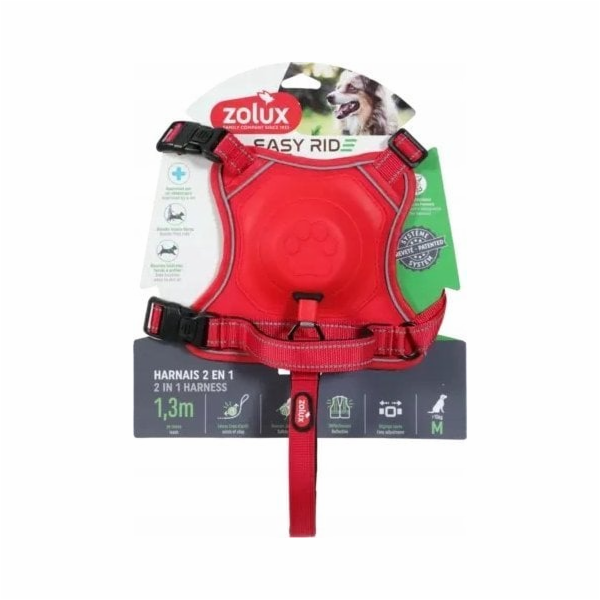 Zolux Postroj s automatickým vodítkem Easyride M červený