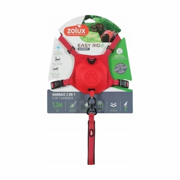 Zolux Postroj s automatickým vodítkem Easyride S červený