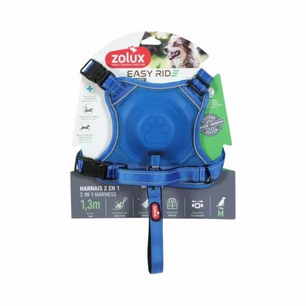 Zolux Postroj s automatickým vodítkem Easyride M modrý