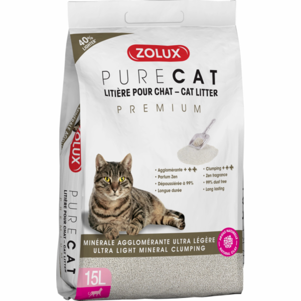 Zolux Minerální hrudkující stelivo pro kočky PURECAT Prem...