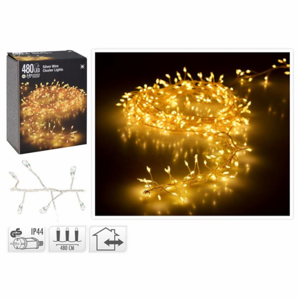 Vánoční LED řetěz 4,8 m, 480 LED, teplá bílá 