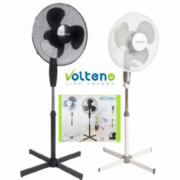 Volteno STALOVÝ VENTILÁTOR BÍLÝ 40CM KŘÍŽOVÁ PODSTAVA