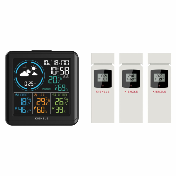 KIENZLE Home Weather Station w. 3 Radio-Controlled Sensors