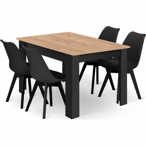 Leobert Set obdélníkový stůl 120x80 řemeslný + 4 židle MA...