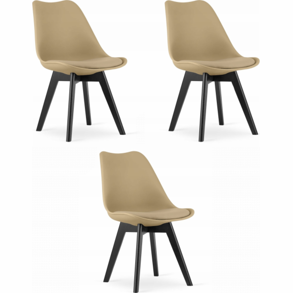 Leobert Židle MARK - tmavě béžová / černé nohy x 3