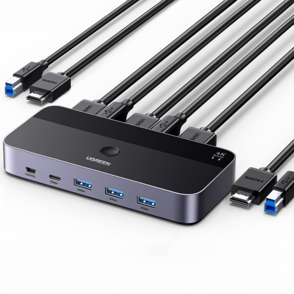 Ugreen KVM přepínač CM664 přepínač 3xUSB-A, 2xUSB-B, 2xUS...