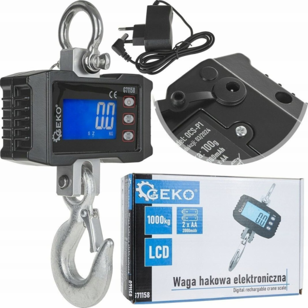 Geko Elektronická skladová váha s hákem 1000 kg (10)