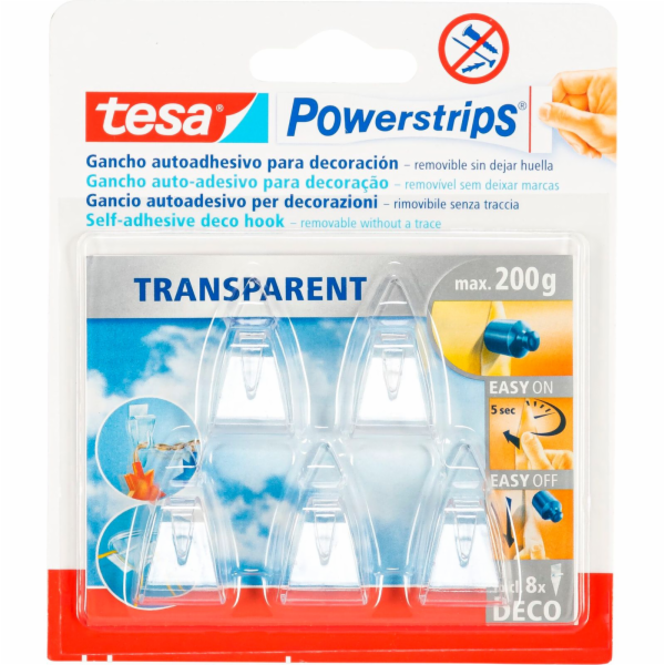 Tesa Powerstrips Deco Haken transparent 200g 5 Stück 58900