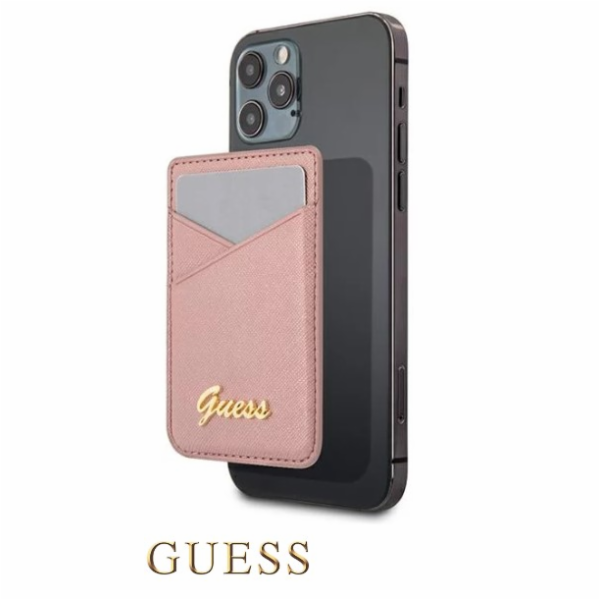 Guess Saffiano Cardslot Metal Logo růžová Noste své karty...