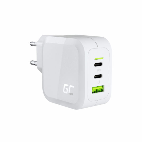 Powergan 65W PD 3.0 QC 3.0 2XUSB-C 1xusB-A Bílá nabíječka
