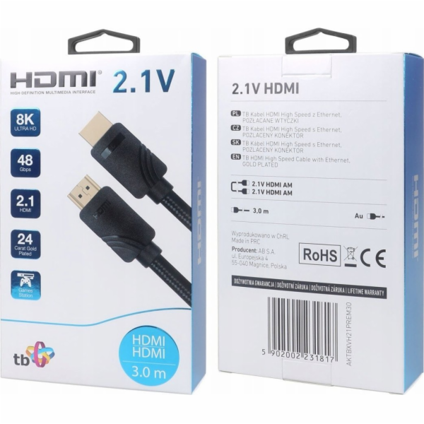 TB Touch HDMI - HDMI 2.1, 8K@60Hz / 4K@120Hz, 3m