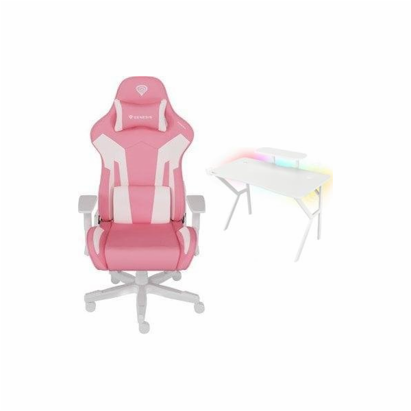 Genesis Růžovobílé křeslo Nitro 710 (NFG-1929) + bílý psa...
