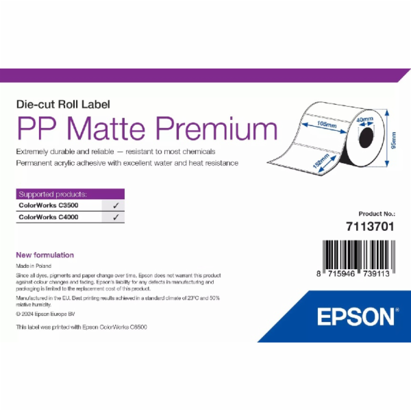 Epson MATNÉ PP ETIKETY PREMIUM VYŘEZANÉ/ROLE 105 MM X 152...