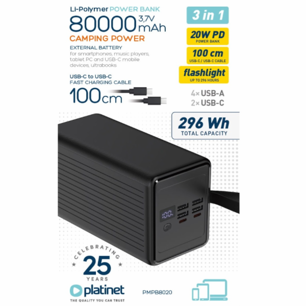 Platinet Powerbanka 80000 mAh 20W PD [46015]