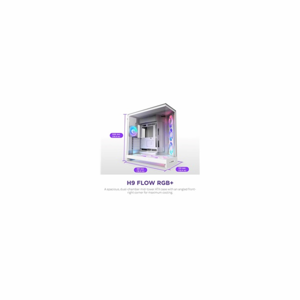 Nzxt Skříň H9 FLOW RGB (2025) MIDI TOWER s okénkem, bílá