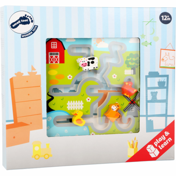 small foot Dřevěné posuvné puzzle Farma