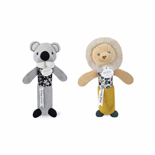 Doudou Chrastítko pískací 17 cm 1 ks lev