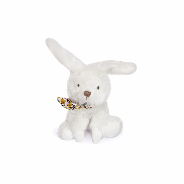 Doudou Plyšový králíček s šátkem 12 cm žlutá s kytičkami