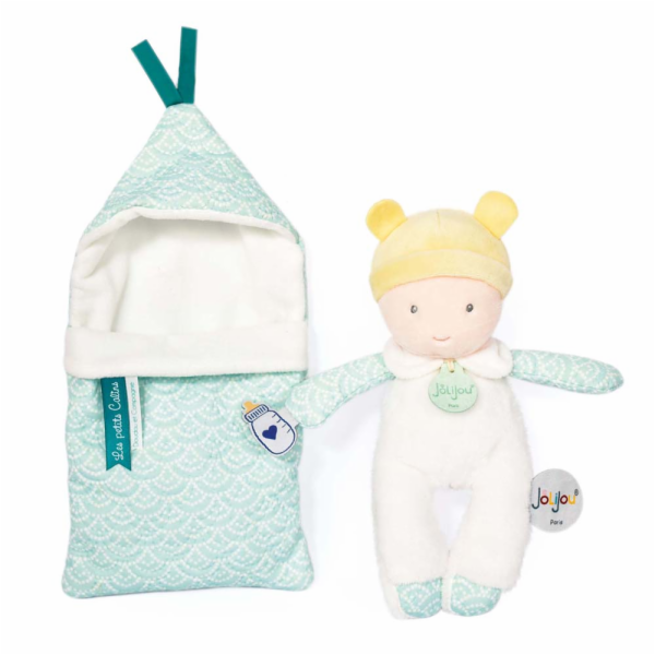 Doudou Jolijou Miminko v navlékací peřince 20 cm tyrkysová