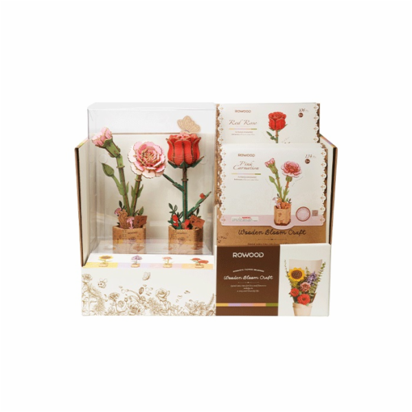 RoboTime Displej s Růžovým karafiátem a Červenou růží