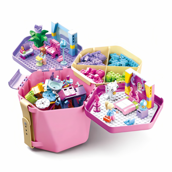 Sluban Bucket Bricks M38-B0830 Kbelík s kostkami růžový 