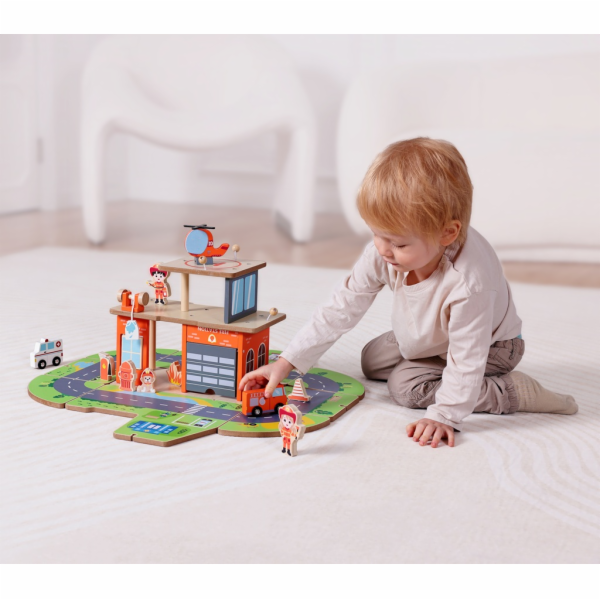 2Kids Toys Dřevěná stanice Hasiči 2 v 1