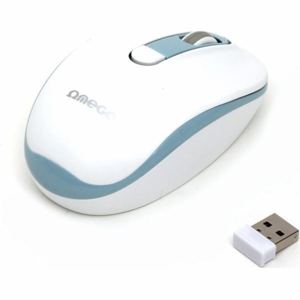 OMEGA MOUSE WIRELESS1000/1200/1600 DPI WHITE-BLUE