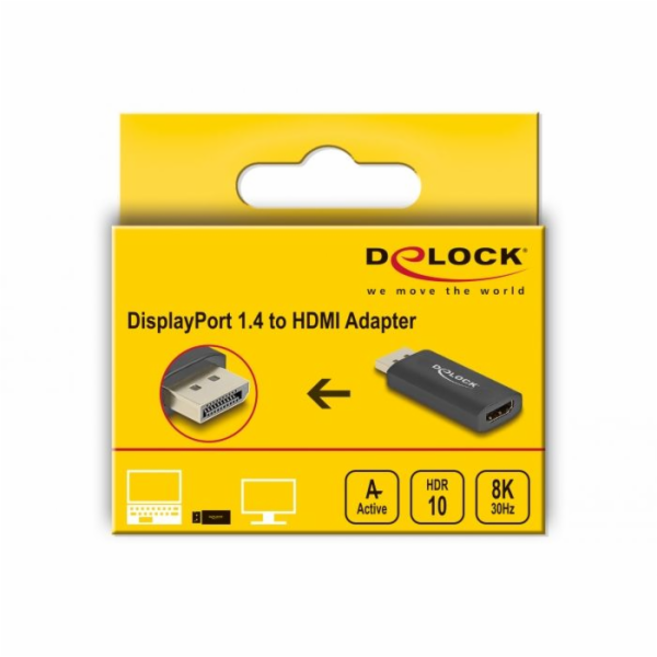 Delock Adaptér z Active DisplayPort 1.4 na HDMI, 8K, s fu...