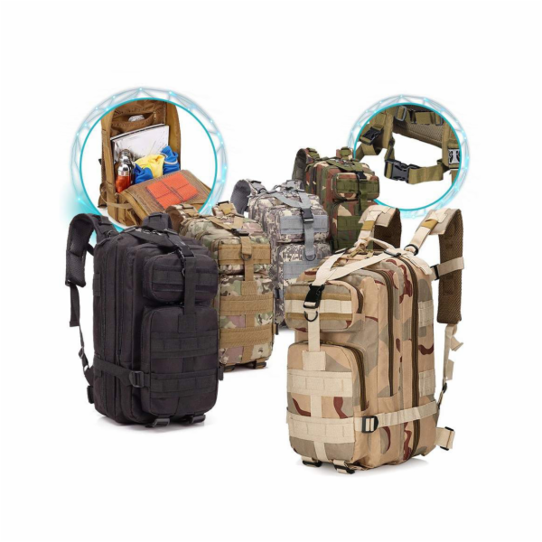 DeTech Batoh MILITARY TACTICAL SURVIVAL, 35L - béžová Bat...