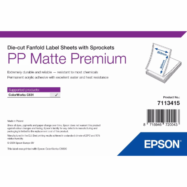 PP Matte Label Premium, 203mm x 305mm, 500 Labels