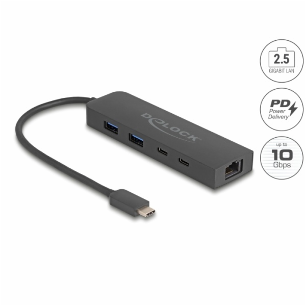 Delock 10 Gbps USB rozbočovač s portem 2,5 Gigabit LAN a ...