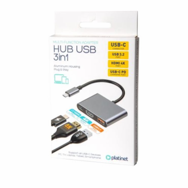 PLATINET USB-C 3.2 GEN2 10GB/S HUB 3IN1 HDMI 4K USB-C PD ...