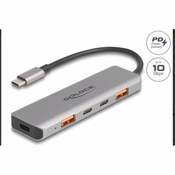 Delock Hub USB 10 Gbps se 2 porty USB Typ-A + 2 porty USB...