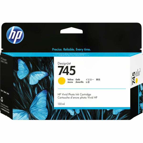 HP 745 inkoustová náplň žlutá, F9J96A