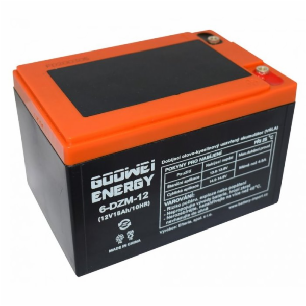 GOOWEI ENERGY 12V 15Ah 6-DZM-12 trakční záložní akumuláto...