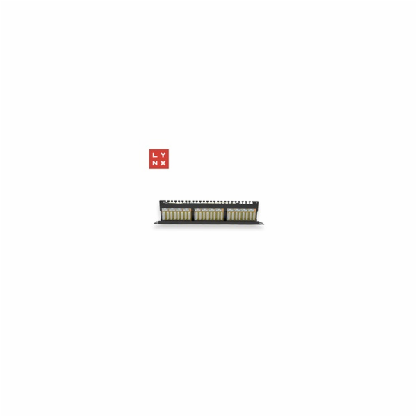 LYNX 19" patch panel  24-port, STP Cat6, 50µ, stíněný, černý
