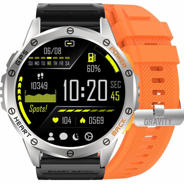 Pánské hodinky SMARTWATCH GRAVITY GT24-4 SR/BK/OG