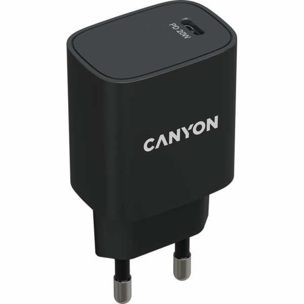 CANYON nabíječka do sítě H-20-02, 1x USB-C PD 20W, černá