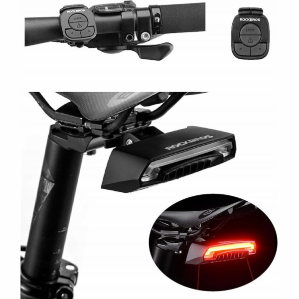 Zadní cyklistická svítilna s laserem a dálkovým ovládáním...
