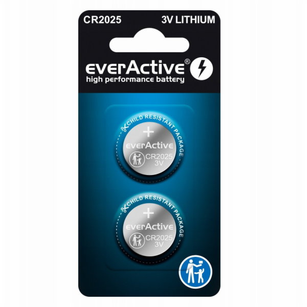 Mini lithiová baterie everActive CR2025 - blistr 2 ks.