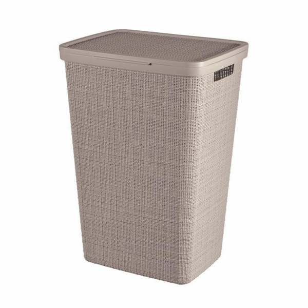 Koš na prádlo Curver Jute 58L s víkem taupe