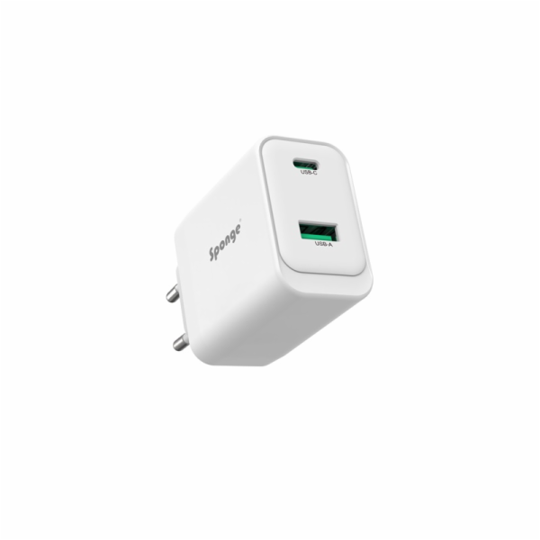 Adaptér Sponge C2 45W GaN, USB-C/USB-A, bílý