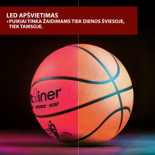 Svítící basketbalový míč, Outliner, velikost 7